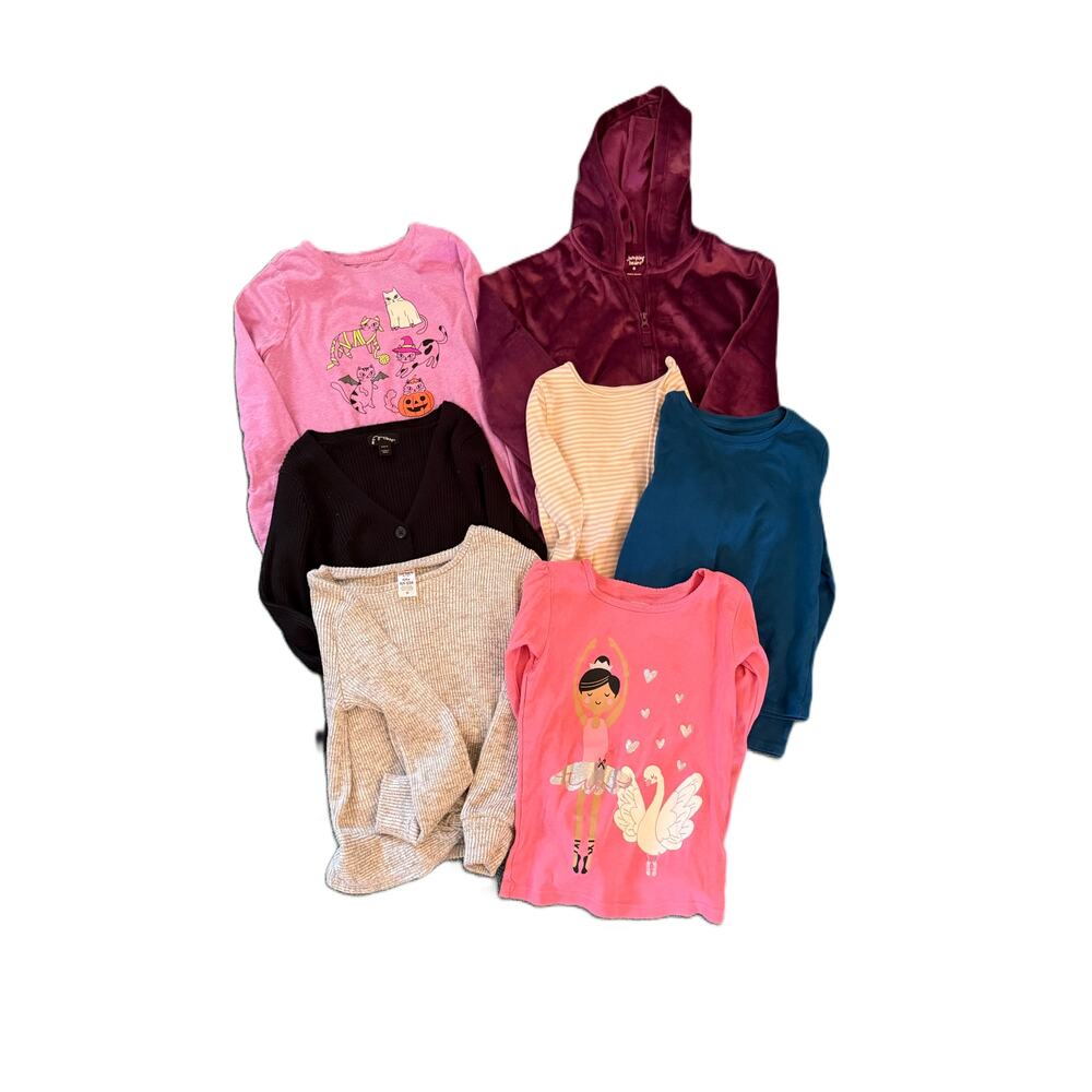 Girl Size 6 LOT Top Cardigan Shirt Velour Zip Up Hoodie Cozy Comfort Colorful 15